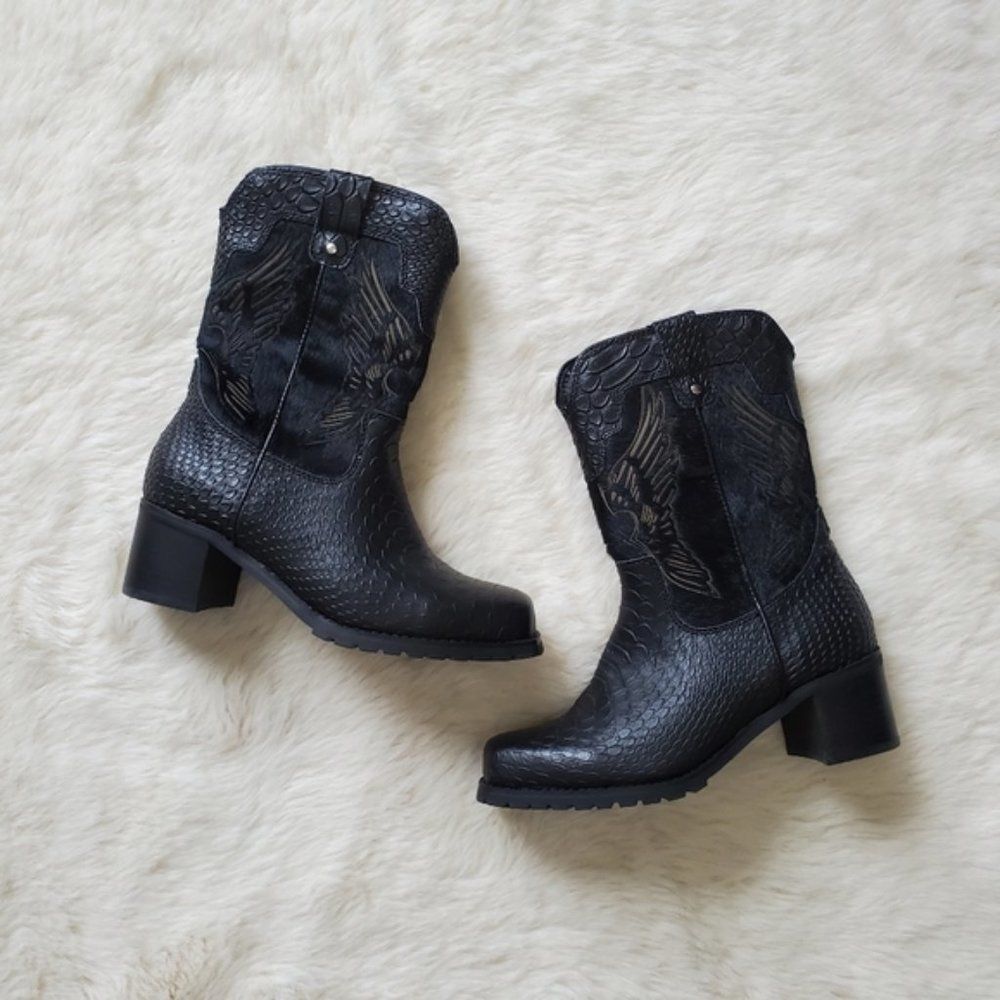 Ride Tacs Women's Laser Eagle Biker Boots | 6